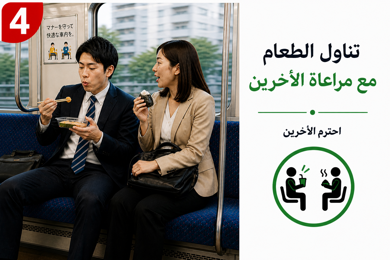 تجنب الأكل في القطارات المزدحمة
